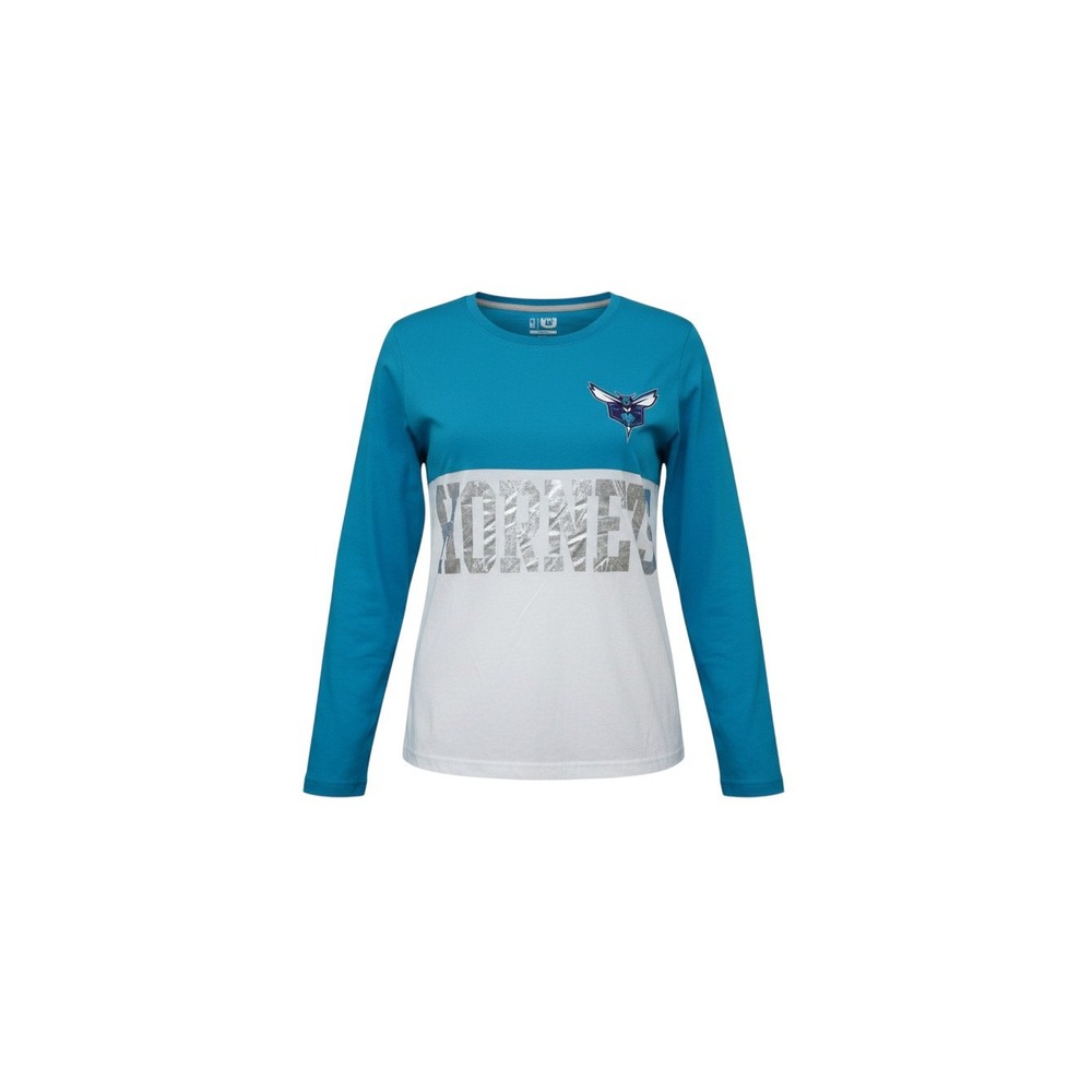 rue21 NBA Charlotte Hornets Shirt Womens Medium Teal Silver Graphic Long Sleeve